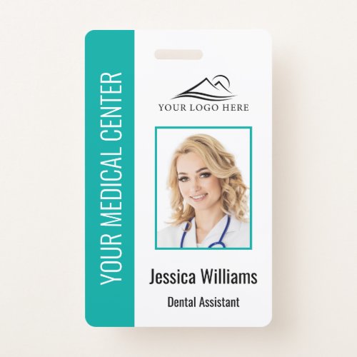 Your Dentist Office Logo Employee Photo ID Teal Badge
