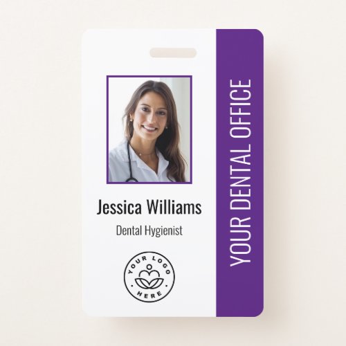 Your Dentist Office Logo Photo ID Purple Badge