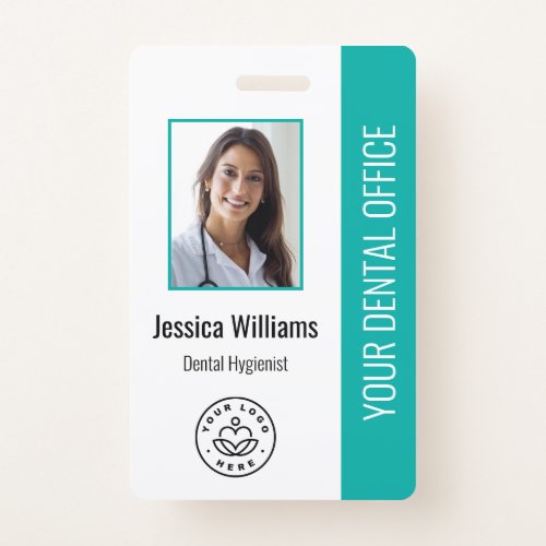 Your Dentist Office Logo Photo ID Teal Badge