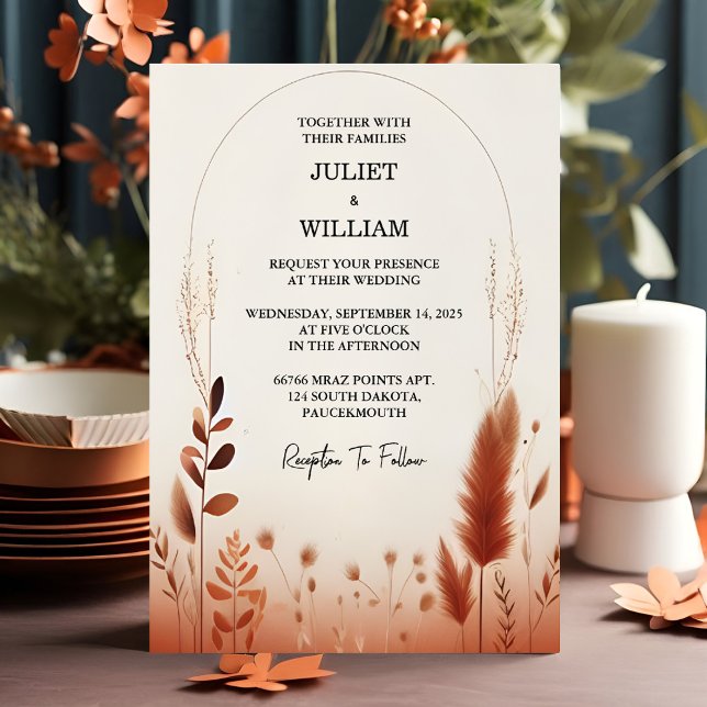 Your Desert Rustic Boho Autumn Ombre Brown Wedding Invitation (Creator Uploaded)