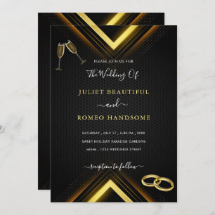 Your Design Black Gold Wedding Invitation Example
