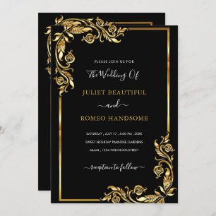 Your Design Black Gold Wedding Invitation Example