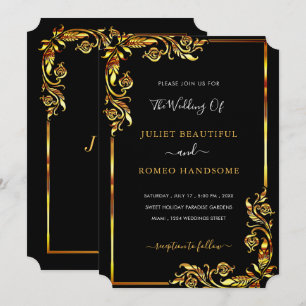 Your Design Black Gold Wedding Invitation Template