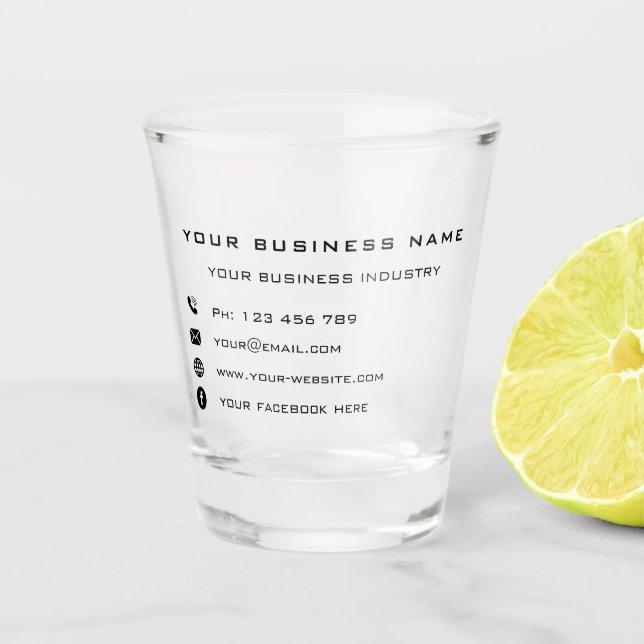 Your Design Branded Business Shot Glass Example (Front)