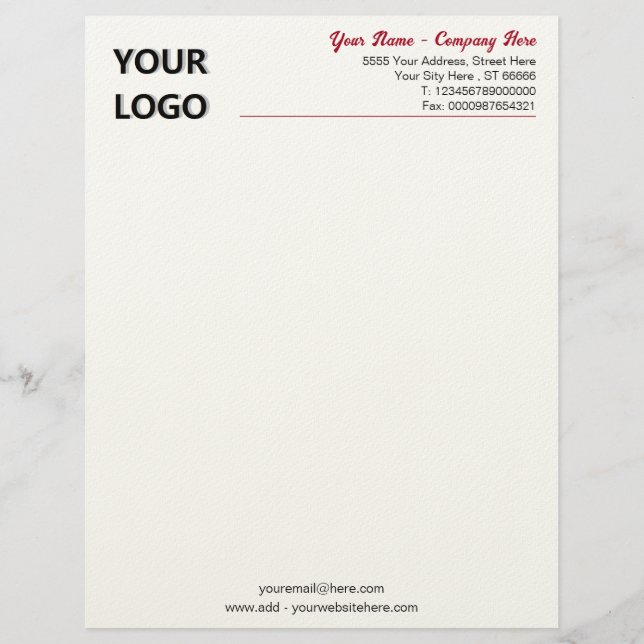 Your Design Branded Company Letterhead Template (Front)