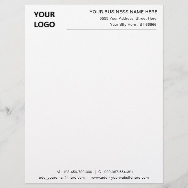 Your Design Branded Stationery Business Letterhead (Front)