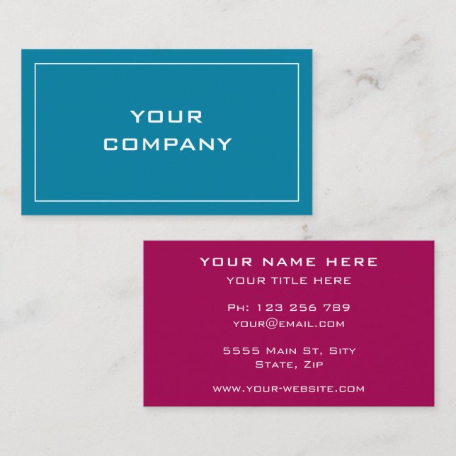 Your Design Business Card Template Choose Colors (Front/Back)
