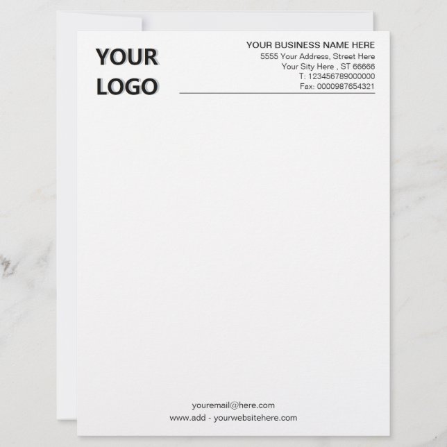 Your Design Business Letterhead Example with Logo (Front)