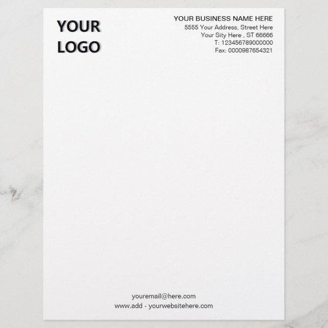 Your Design Business Letterhead Example with Logo (Front)