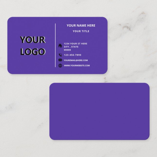 Your Design Custom Color Business Card Template (Front/Back)