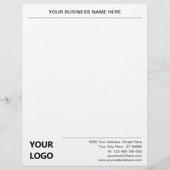 Your Design Logo Info Business Letterhead Example (Front)