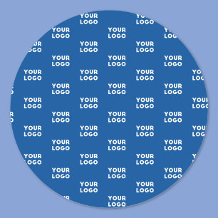 Your Design or Business Logo   Blue Tiled Pattern Classic Round Sticker