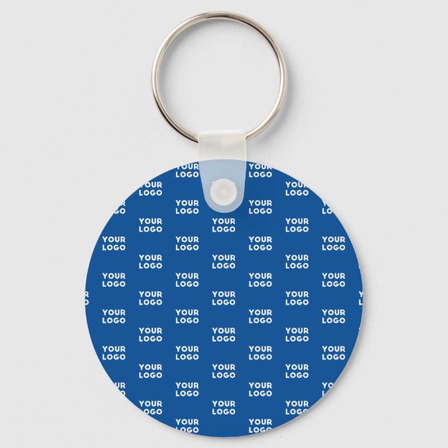 Your Design or Business Logo | Blue Tiled Pattern Keychain (Front)