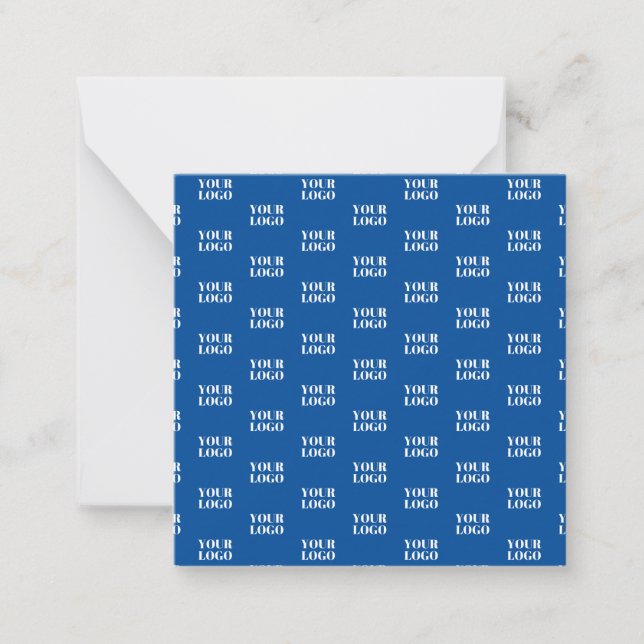 Your Design or Business Logo | Blue Tiled Pattern Note Card (Front)