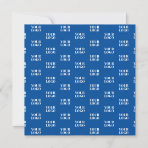Your Design or Business Logo Blue Tiled Pattern Thank You Card