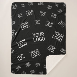Your Design, Photo or Business Logo Randomly Tiled Sherpa Blanket