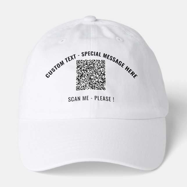 Your Design QR Code and Custom Text Hat Template (Front)