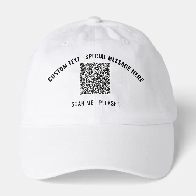 Your Design QR Code and Custom Text Hat Template | Zazzle