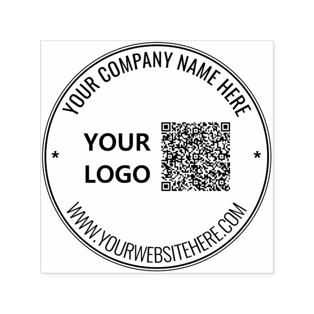 Your Design QR Code and Logo Round Stamp Template (Design)