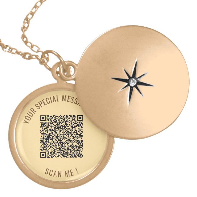Your Design QR Code Custom Text Necklace Template (Front)