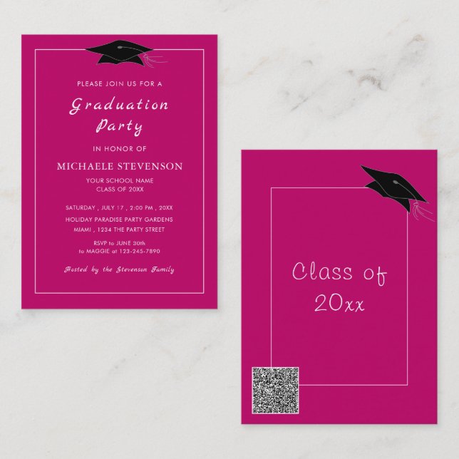 Your Design QR Code Graduation Invitation Template (Front/Back)