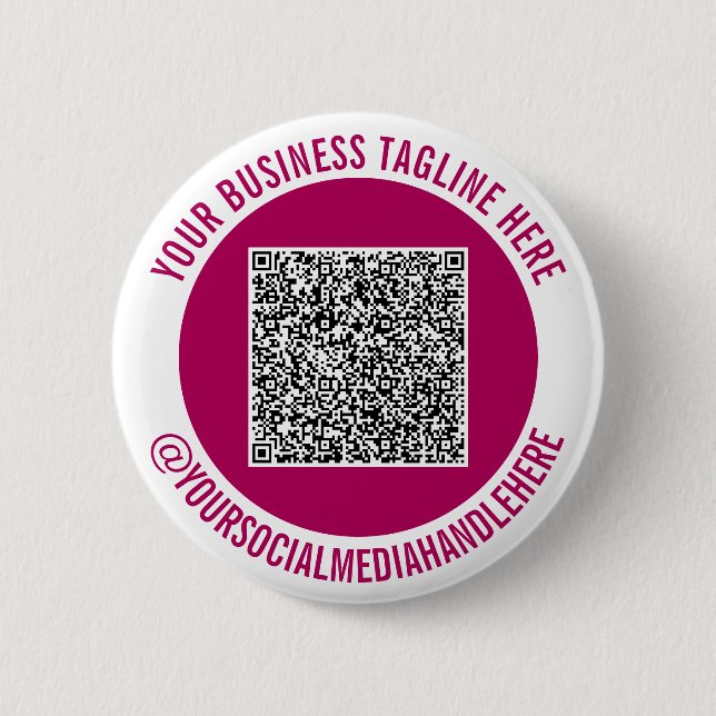 Your Design QR Code Social Media Button Template (Front)