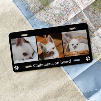 Your dog custom photo collage chihuahua on board license plate