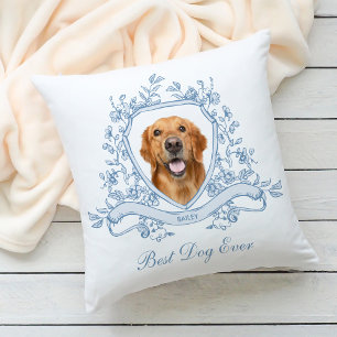 Your Dog in a Chinoiserie Crest   Best Dog Ever Throw Pillow