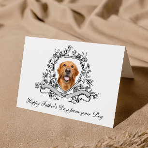 Your Dog in a Chinoiserie Crest Happy Father's Day Holiday Card
