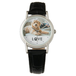 Your Dog or Cat Photo Love with Paw Print Watch