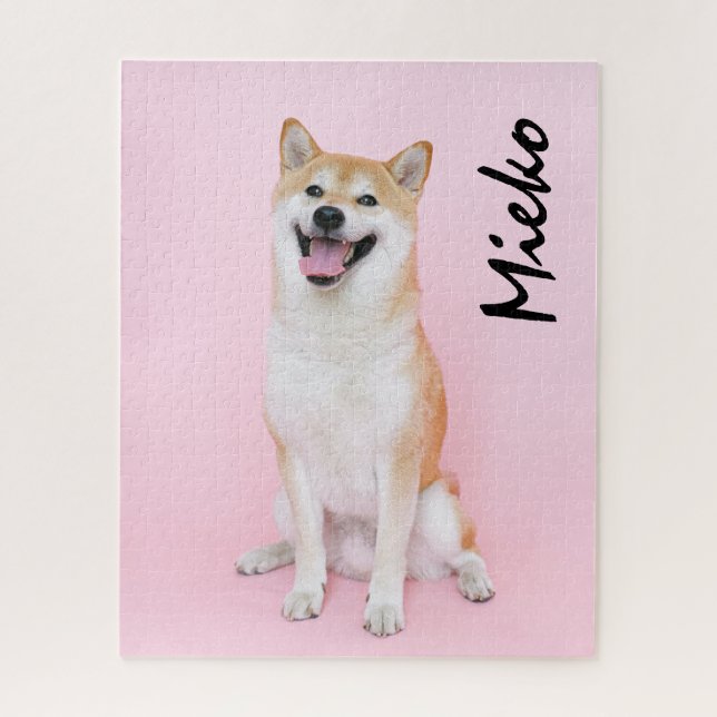 Your Dog Pet Photo Personalized Name Shibu Inu Jigsaw Puzzle (Vertical)