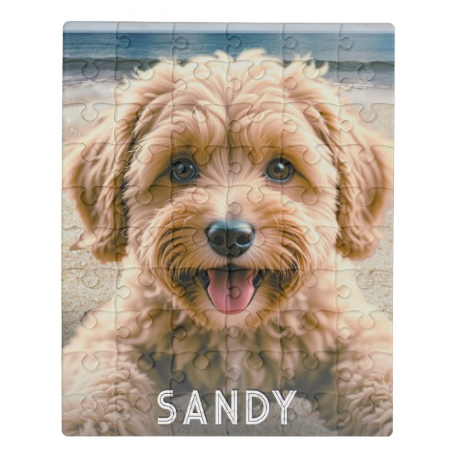 Your Dog Photo Name Cute Pet Keepsake Personalized Jigsaw Puzzle (Puzzle Vertical)