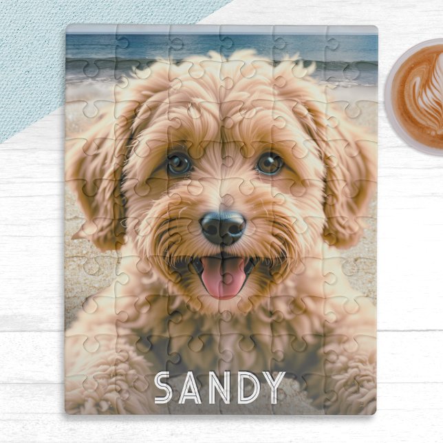 Your Dog Photo Name Pet Keepsake Cute Personalized Jigsaw Puzzle (A jigsaw puzzle personalized with a photo of your dog and your pet's name)