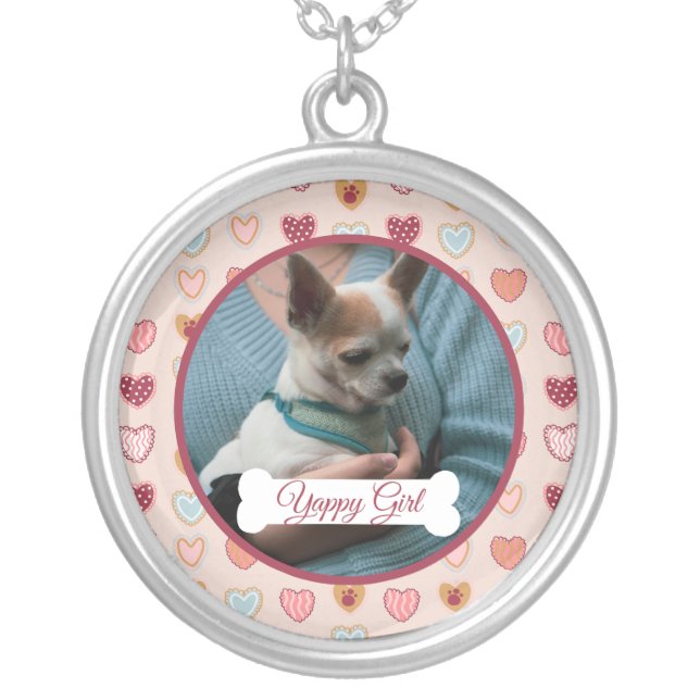 Your Dog Photo + Name Valentine Necklace (Front)