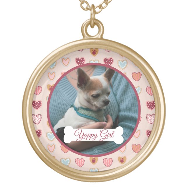 Your Dog Photo + Name Valentine Necklace (Front)