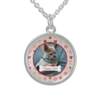 Your Dog Photo + Name Valentine Necklace STERLING