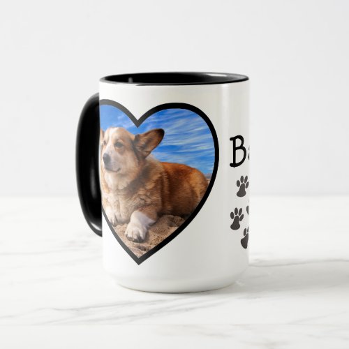 Your Dog Photo  Simple Heart Frame Paw Print Love Mug