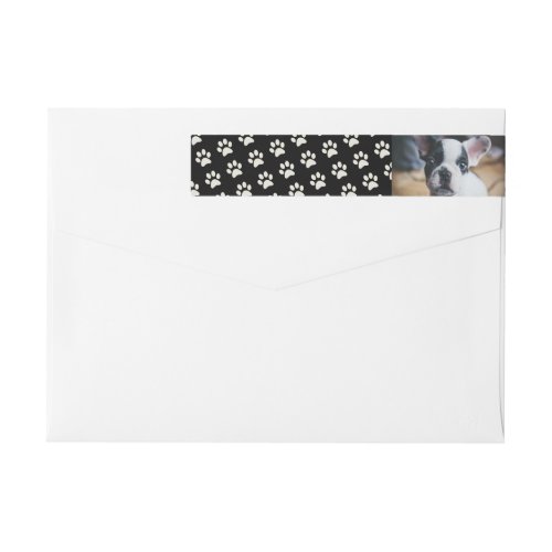 Your Dog Photo with Paw Print Background Custom Wrap Around Label