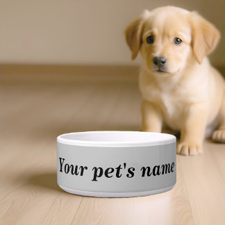Your Dog’s Name With Gray Background on Pet Bowl