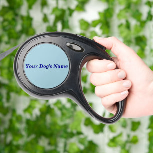 Your Dog’s Name With Light Blue Background on Retractable Pet Leash