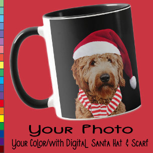 Your Dog Santa Hat Photo Custom Color Gift Mom Mug