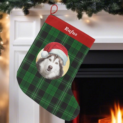 YOUR Dog Wearing a Santa Hat Photo Christmas  Large Christmas Stocking