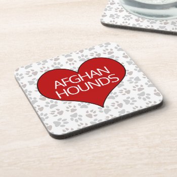 Your Dog's Breed Red Heart Paws Beverage Coaster by PAWSitivelyPETs at Zazzle