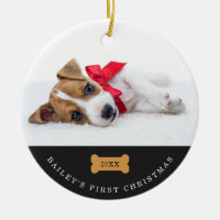 Your Dog's First Christmas | Charcoal with Photos Ceramic Ornament