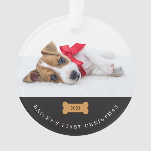 Your Dogs First Christmas  Charcoal with Photos Ornament