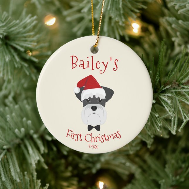 Your Dog's First Christmas - Cute Schnauzer Ceramic Ornament (Tree)