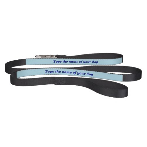 Your Dogs Name on Black and Light Blue Dog Leash