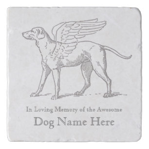 Your Dog's Name on Memorial Angel Dog Stone Trivet