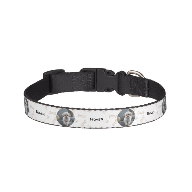 Your Dog's Photo and Name Dog Bone Frame  Pet Collar (Front)
