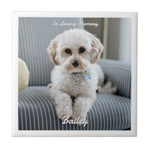 Your Dog's Photo, Script Name, In Loving Memory Ceramic Tile